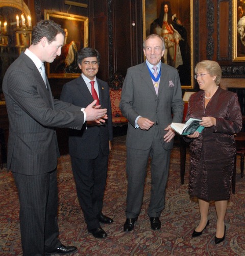 Michael Cox introducing me to Chilean President Michelle Bachelet